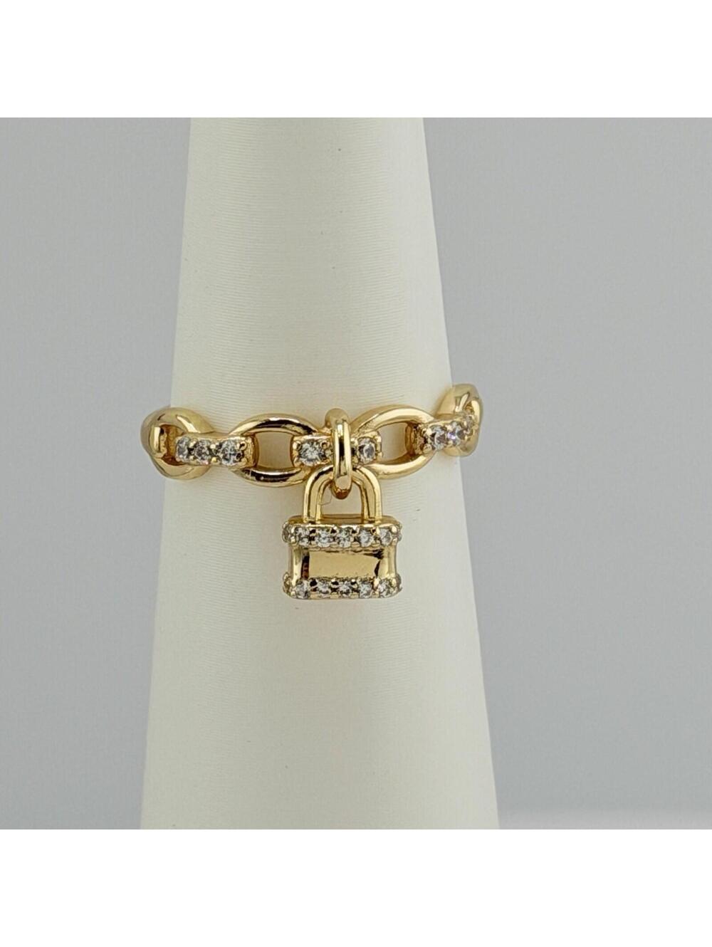 Bomb Party Vermeil Sz 7 “High Fashion Details” .925 Sterling w/ Gold Lock